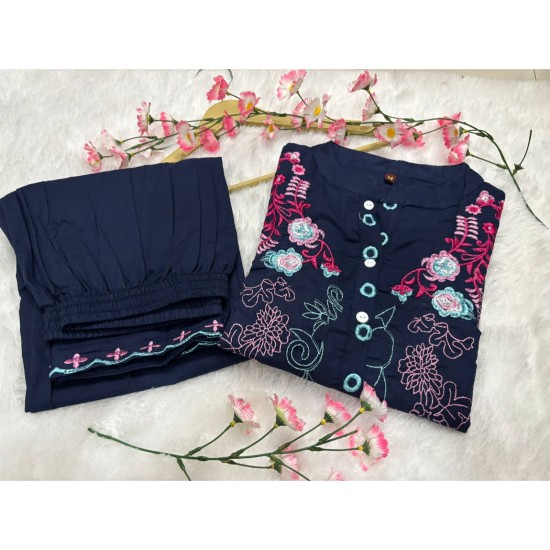 Blue Blossom Embroidered Co-Ord Set  Blue Blossom Embroidered Co-Ord Set