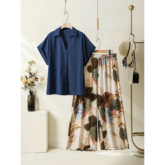 Navy Bloom Printed Co-ord Set