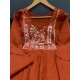 Rust Orange Embroidered Peplum Co-ord Set Rust Orange Embroidered Peplum Co-ord Set