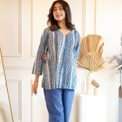 Indigo Breeze Cotton Coord Set