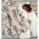 Floral Stripe Kurti with White Pants Set
