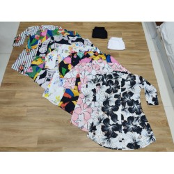 Floral Stripe Kurti with White Pants Set