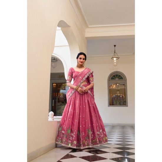Royal Rani Pink Gold Crush Lehenga Set