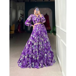 Lavender Bloom Floral Print Lehenga Set  Lavender Bloom Floral Print Lehenga Set