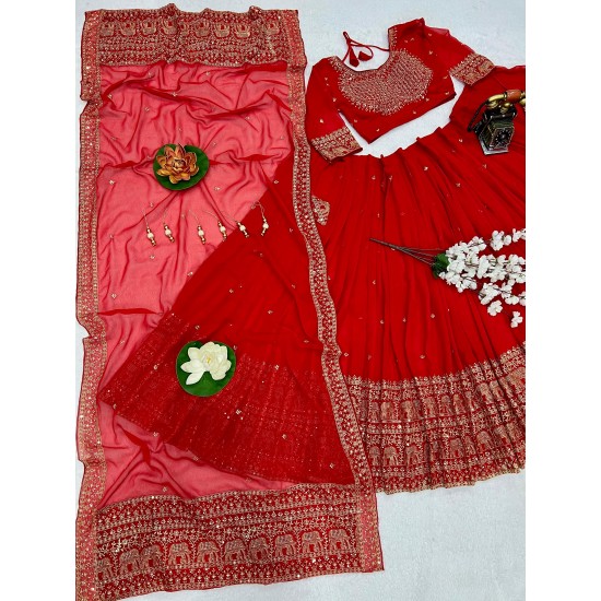 Royal Red Elephant Motif Bridal Lehenga