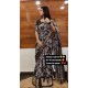 Elegant Black Cotton Printed Gown Saree with Jacquard Border