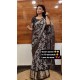 Elegant Black Cotton Printed Gown Saree with Jacquard Border