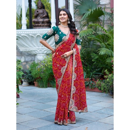 Rajwada Bandhej Charm Saree