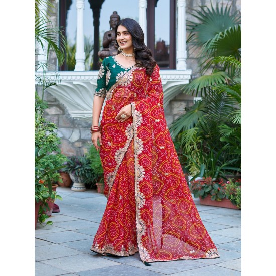 Rajwada Bandhej Charm Saree