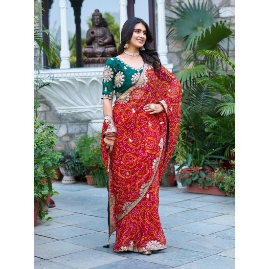 Rajwada Bandhej Charm Saree