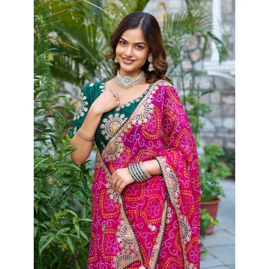 Rajwada Bandhej Charm Saree