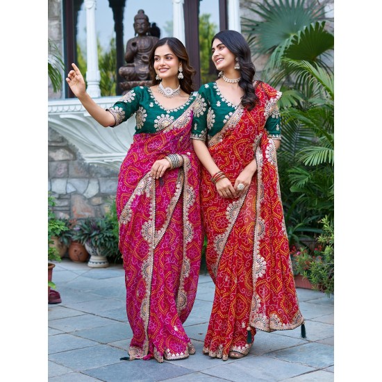 Rajwada Bandhej Charm Saree