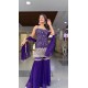  Royal Purple Embroidered Sharara Suit Set