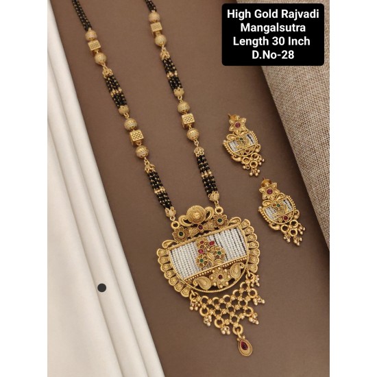 Floral Crest Rajvadi Mangalsutra Set – Matte Gold Finish D.NO. 28