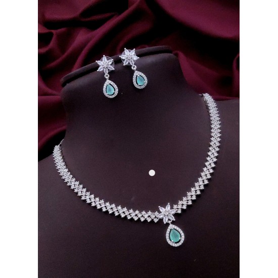 Crystal Bloom CZ AD Necklace Set