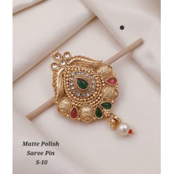 Matte Polish Traditional Saree Pin – S-10