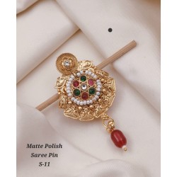 Matte Polish Traditional Saree Pin – S-11