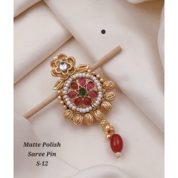 Matte Polish Traditional Saree Pin – S-12