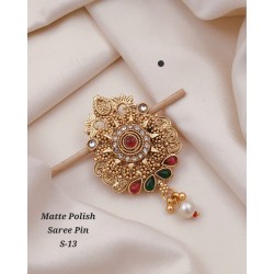 Matte Polish Traditional Saree Pin – S-13