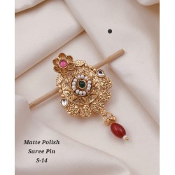 Matte Polish Traditional Saree Pin – S-14