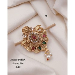 Matte Polish Traditional Saree Pin – S-16