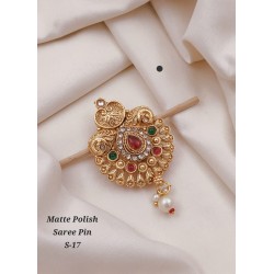 Matte Polish Traditional Saree Pin – S-17