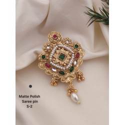 Matte Polish Traditional Saree Pin – S-2