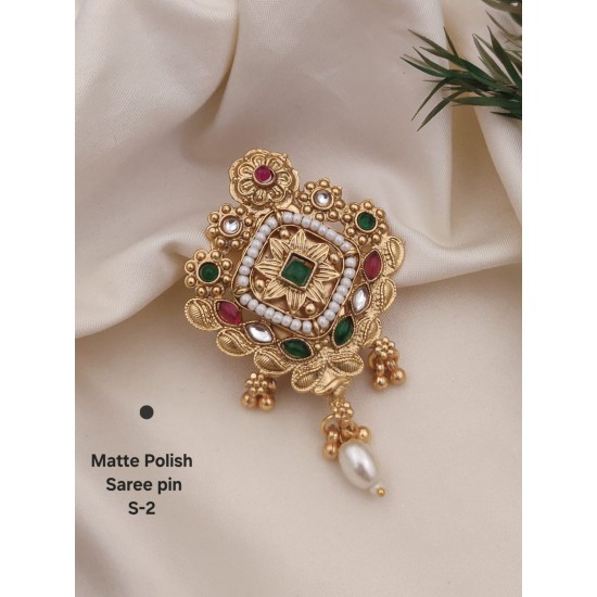 Matte Polish Traditional Saree Pin – S-2 Matte Polish Traditional Saree Pin – S-2