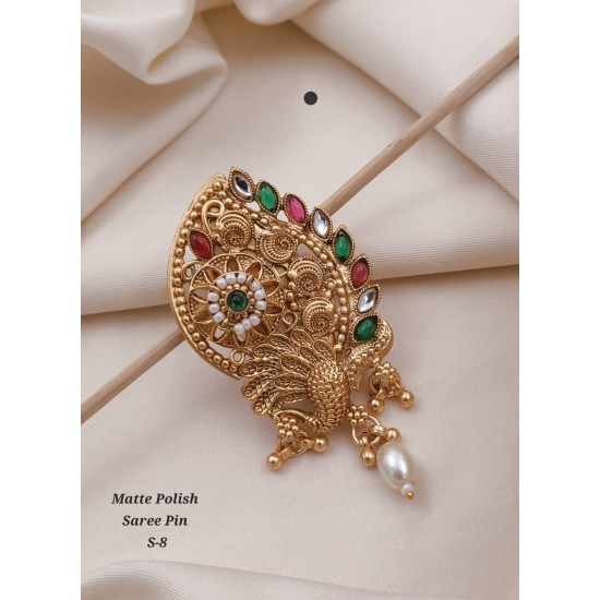 Matte Polish Traditional Saree Pin – S-8 Matte Polish Traditional Saree Pin – S-8